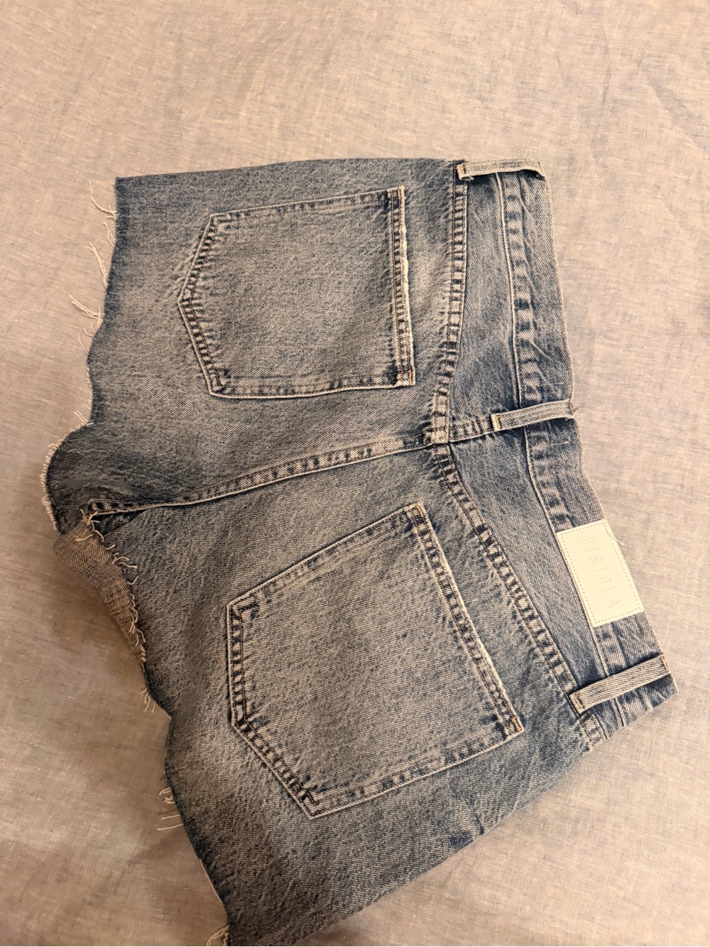 pistola Women's Distressed High-Rise Denim Shorts - Light Blue